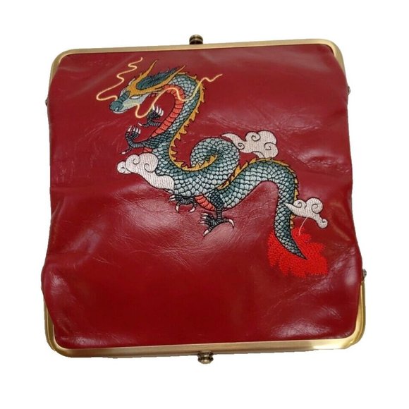 HOBO Handbags - Hobo Lauren Leather Clutch Wallet Embroidered Dragon Cardinal Red NEW NWT $188